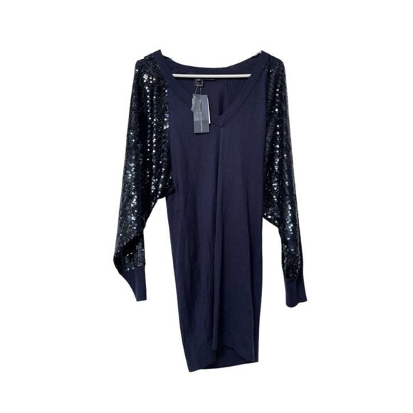 French connection blue sequin sweater dress size 6 - Picture 1 of 9